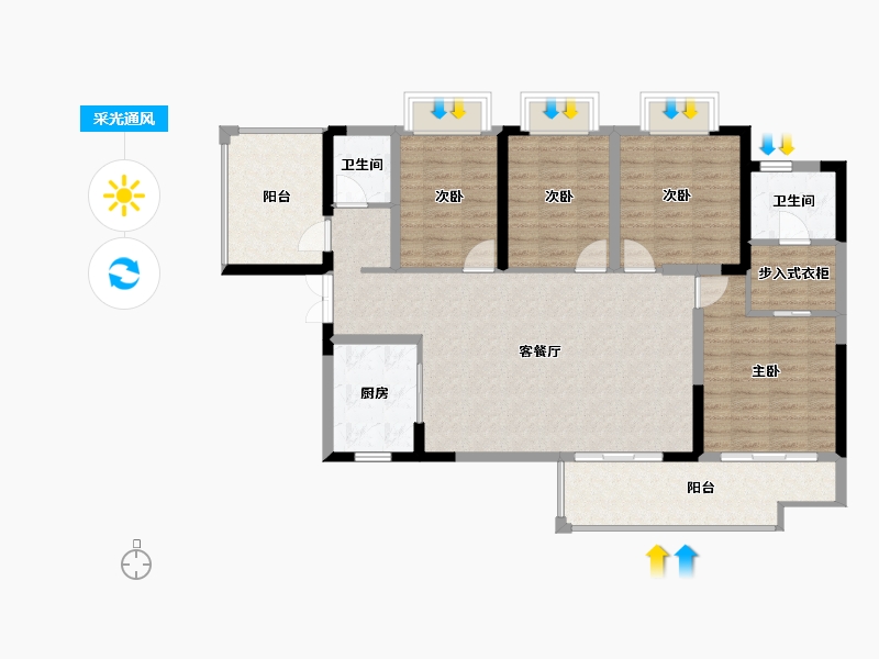 广西壮族自治区-南宁市-交投地产阳光100阿尔勒-112.18-户型库-采光通风