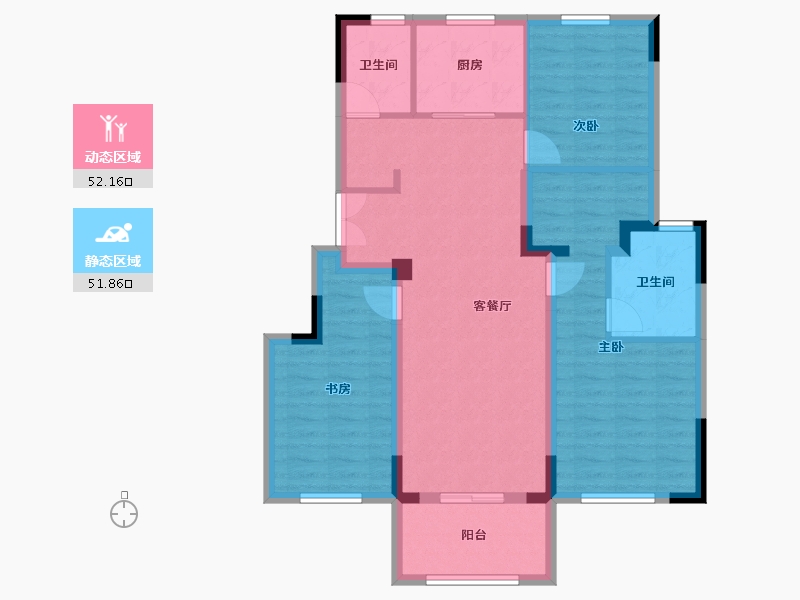 湖北省-武汉市-金茂华发武汉国际社区-92.82-户型库-动静分区