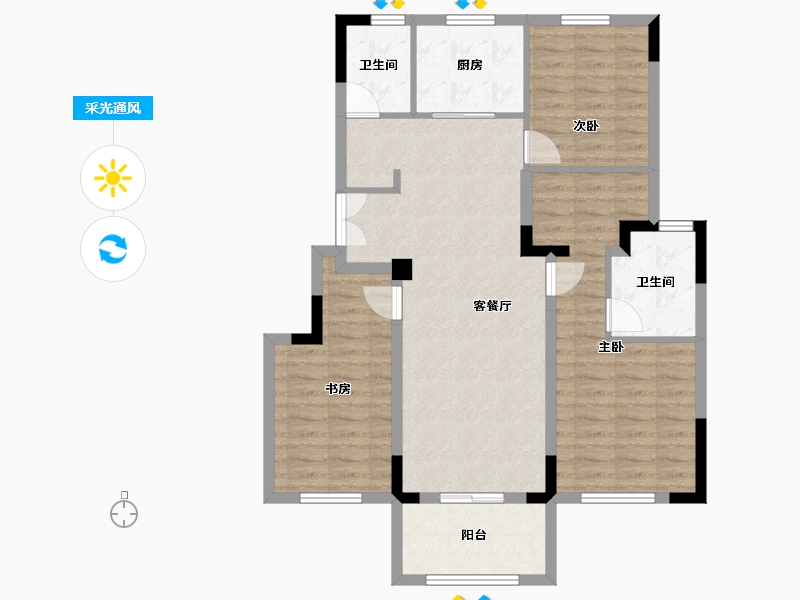 湖北省-武汉市-金茂华发武汉国际社区-92.82-户型库-采光通风