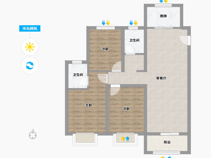 山西省-太原市-纳丹堡-78.91-户型库-采光通风