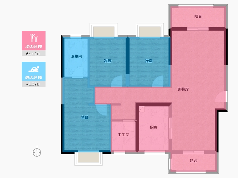 湖南省-长沙市-宁乡美的城-94.02-户型库-动静分区