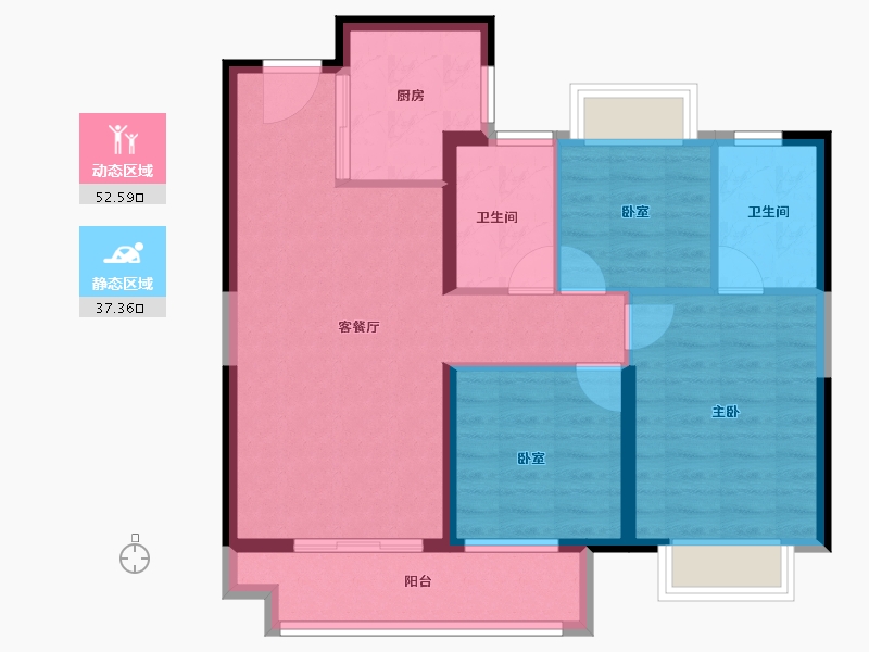 湖北省-武汉市-佳兆业滨江新城-80.48-户型库-动静分区