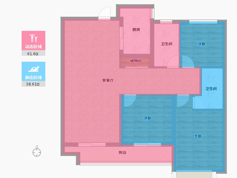 山西省-太原市-纳丹堡-89.75-户型库-动静分区