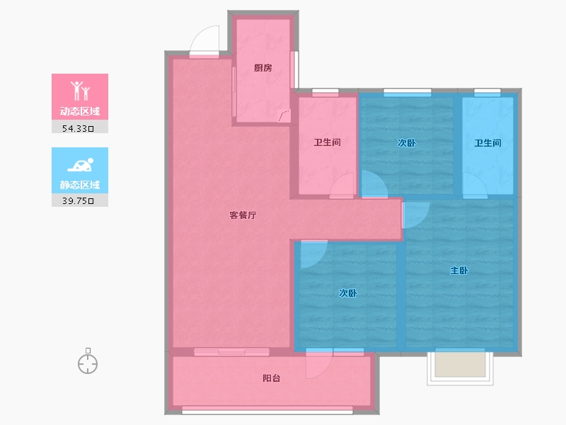 湖南省-长沙市-东原麓印长江-84.00-户型库-动静分区