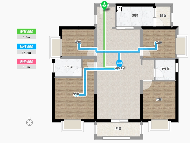 湖南省-长沙市-宁乡美的城-93.45-户型库-动静线