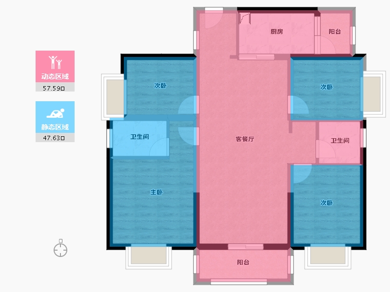 湖南省-长沙市-宁乡美的城-93.45-户型库-动静分区