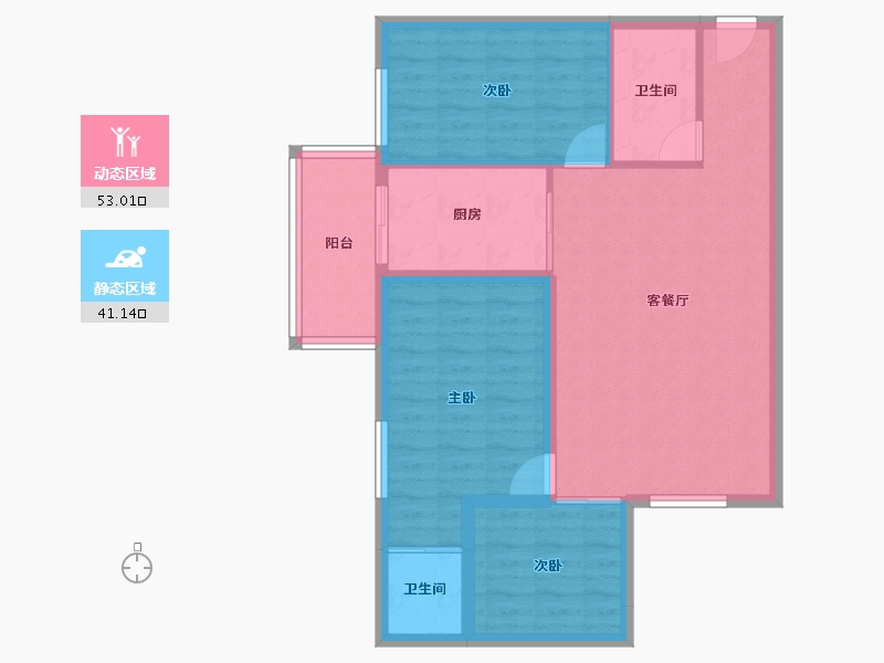 上海-上海市-上海高尔夫社区汤泉美-84.80-户型库-动静分区