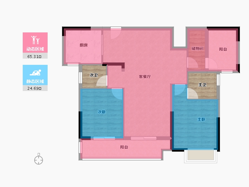 湖南省-长沙市-时代建发和著-88.00-户型库-动静分区