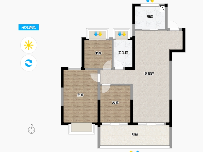 江苏省-南通市-银洲春晓学府-89.30-户型库-采光通风