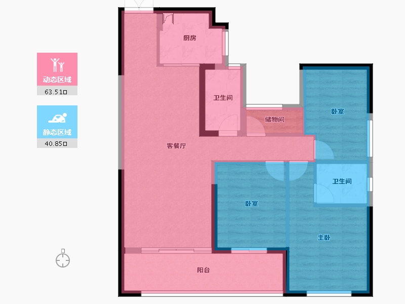 湖南省-长沙市-凯尔·花缇紫郡-93.52-户型库-动静分区