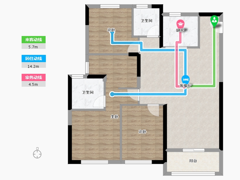 湖北省-武汉市-金茂华发武汉国际社区-94.00-户型库-动静线