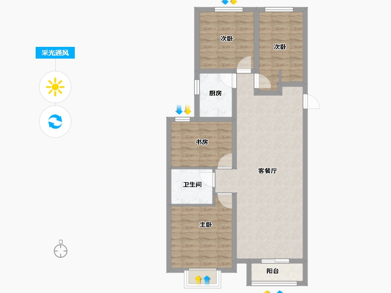 山西省-太原市-纳丹堡-84.41-户型库-采光通风