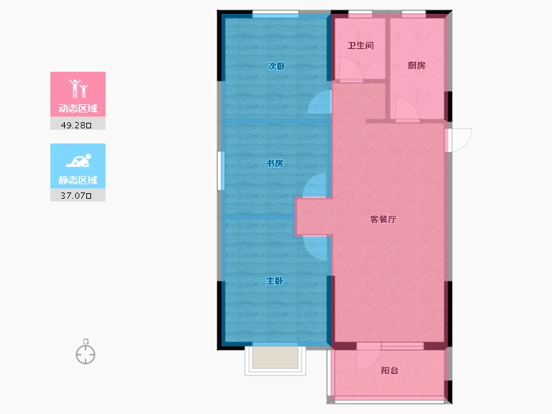 湖北省-武汉市-汉津阳光城-78.00-户型库-动静分区