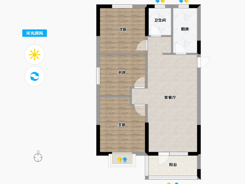 湖北省-武汉市-汉津阳光城-78.00-户型库-采光通风