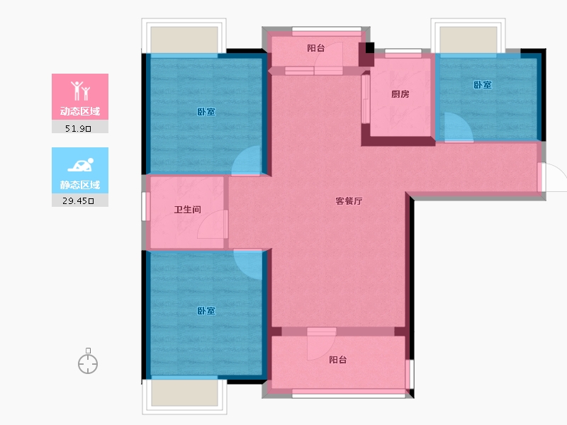 湖北省-武汉市-中建御景星城-71.74-户型库-动静分区