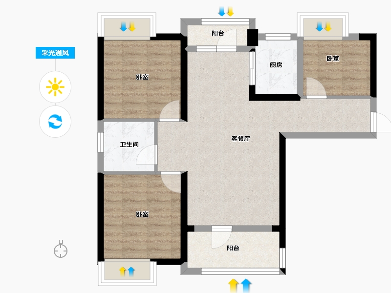 湖北省-武汉市-中建御景星城-71.74-户型库-采光通风