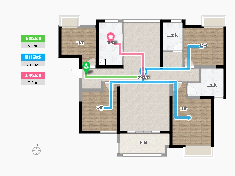 湖南省-长沙市-万润·滨江天著-120.95-户型库-动静线