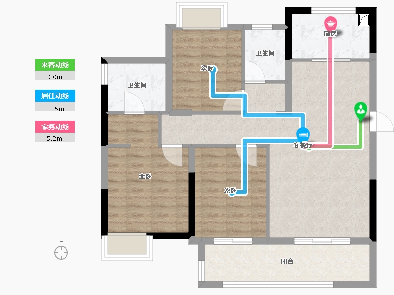 福建省-龙岩市-融创观樾台-86.00-户型库-动静线