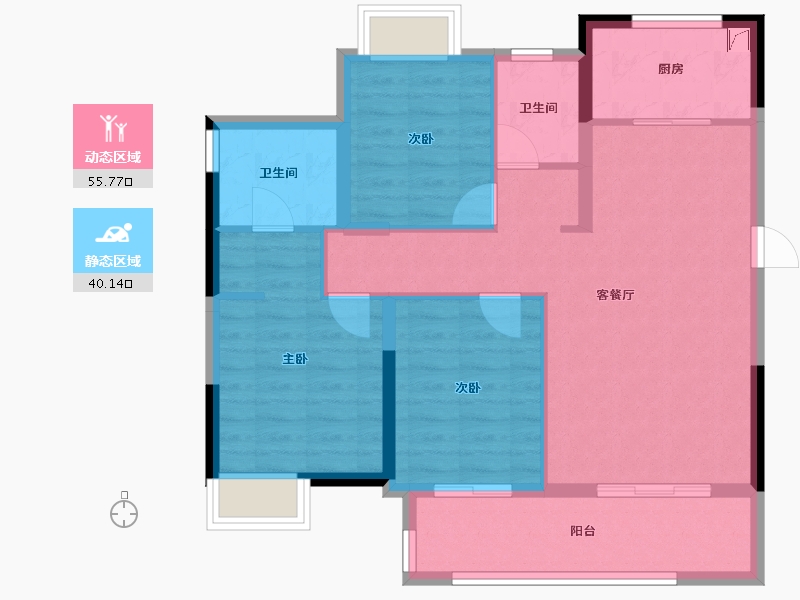 福建省-龙岩市-融创观樾台-86.00-户型库-动静分区