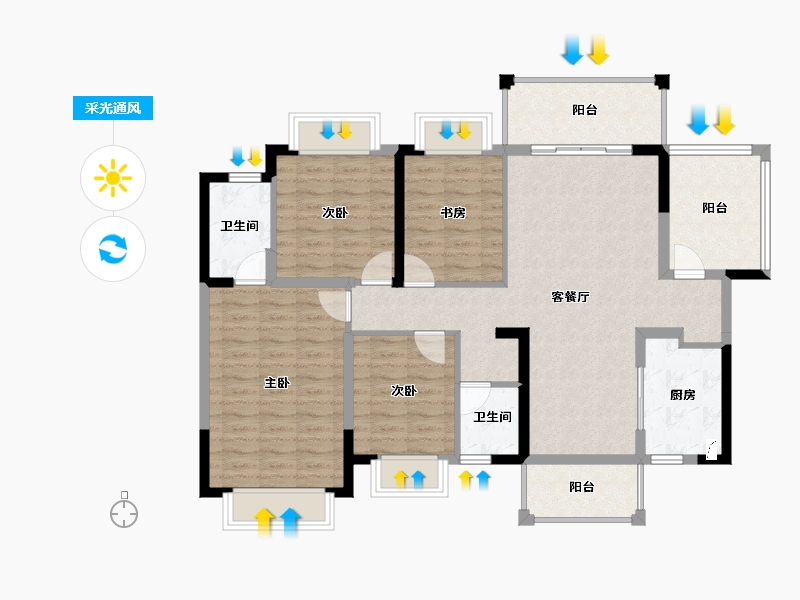 广西壮族自治区-南宁市-交投地产阳光100阿尔勒-110.32-户型库-采光通风