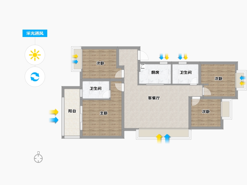 湖南省-长沙市-东原麓印长江-100.01-户型库-采光通风