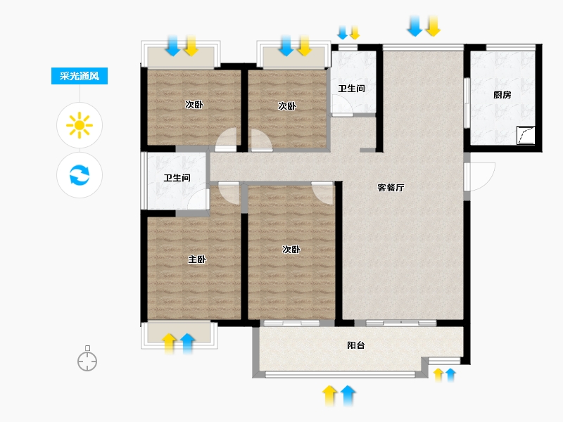 湖南省-长沙市-万润·滨江天著-128.94-户型库-采光通风