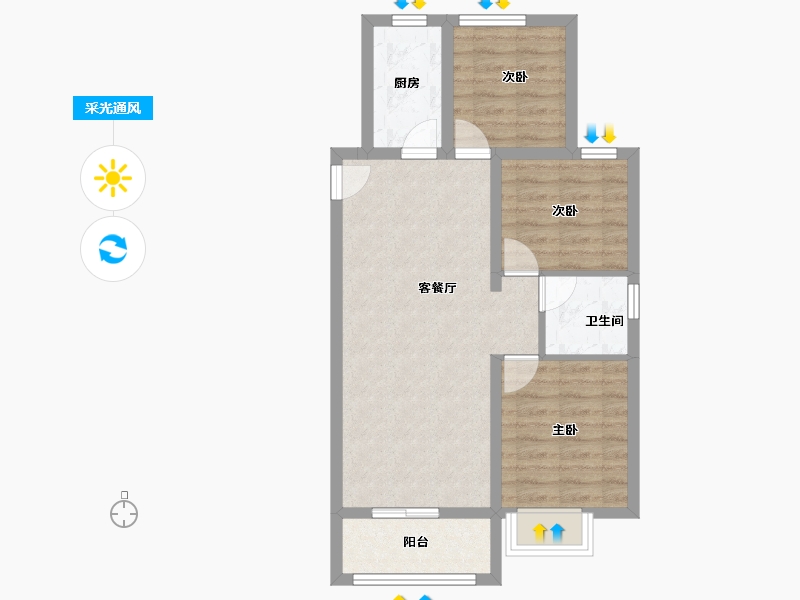 山西省-太原市-纳丹堡-65.17-户型库-采光通风