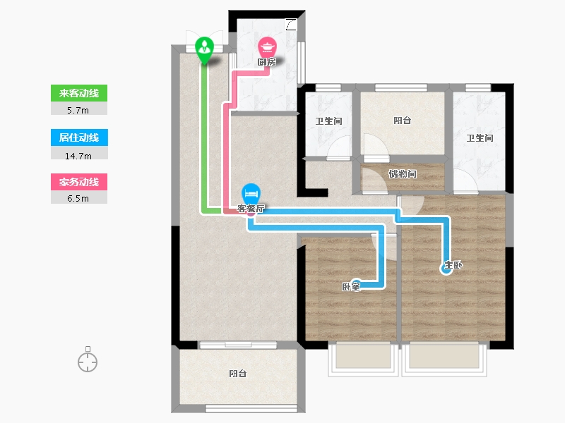 湖南省-长沙市-国欣向荣广场-84.80-户型库-动静线