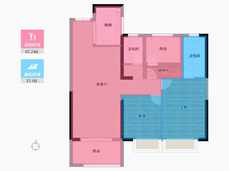 湖南省-长沙市-国欣向荣广场-84.80-户型库-动静分区