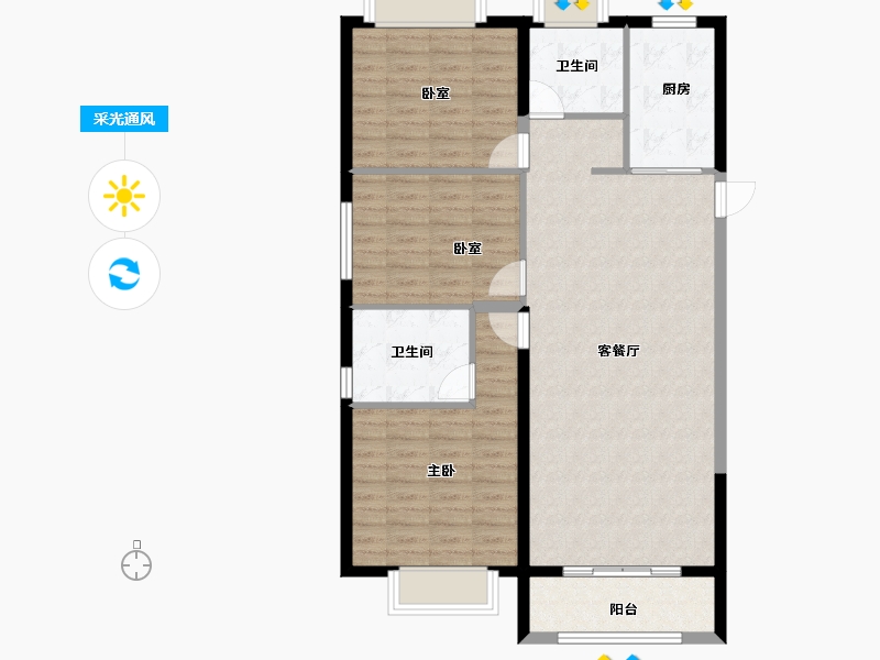 湖北省-武汉市-龙湖揽境-97.86-户型库-采光通风