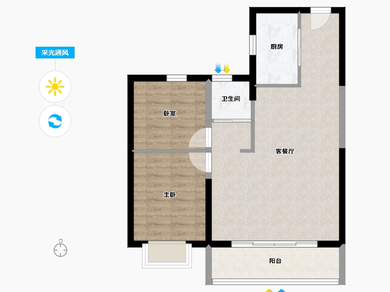 山西省-太原市-碧桂园玖玺臺天玺-65.87-户型库-采光通风