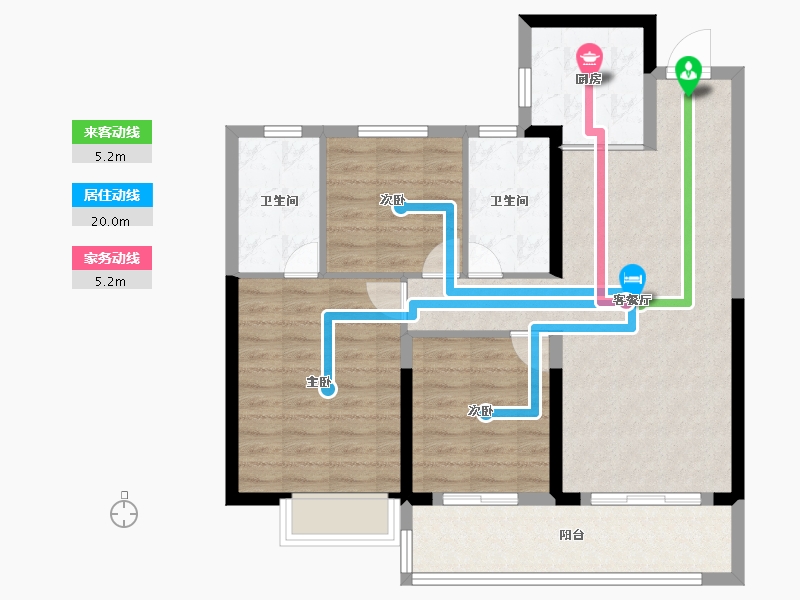 湖南省-长沙市-东原麓印长江-88.00-户型库-动静线