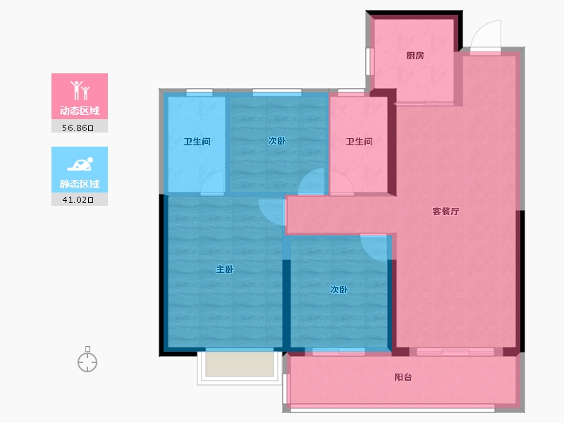 湖南省-长沙市-东原麓印长江-88.00-户型库-动静分区