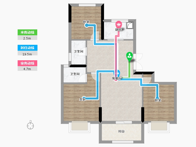 湖南省-长沙市-宇业东方红郡-76.78-户型库-动静线