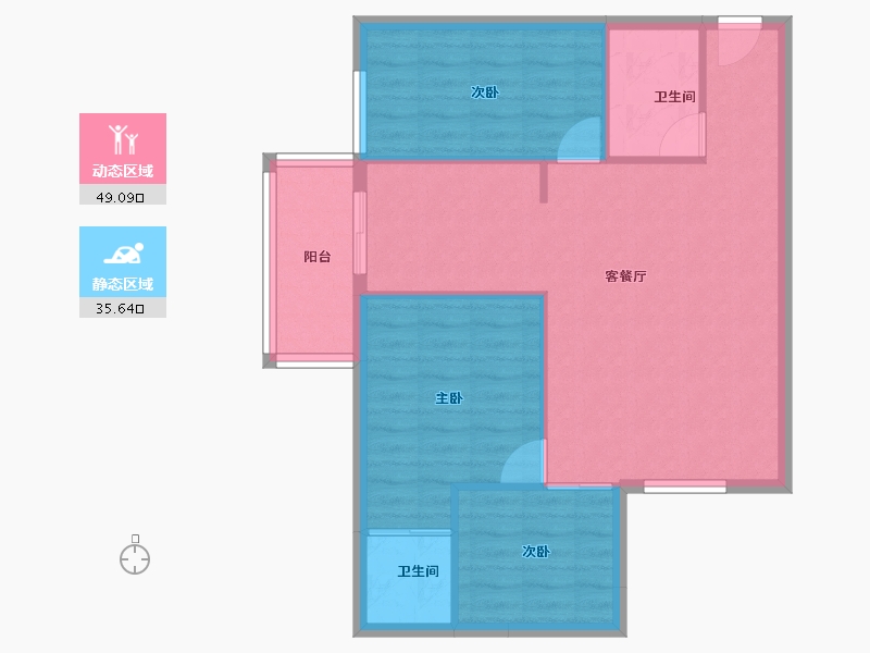 上海-上海市-上海高尔夫社区汤泉美-77.20-户型库-动静分区