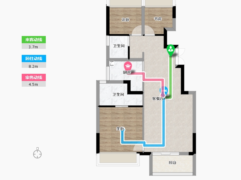 湖南省-长沙市-和泓桃李春风-70.80-户型库-动静线