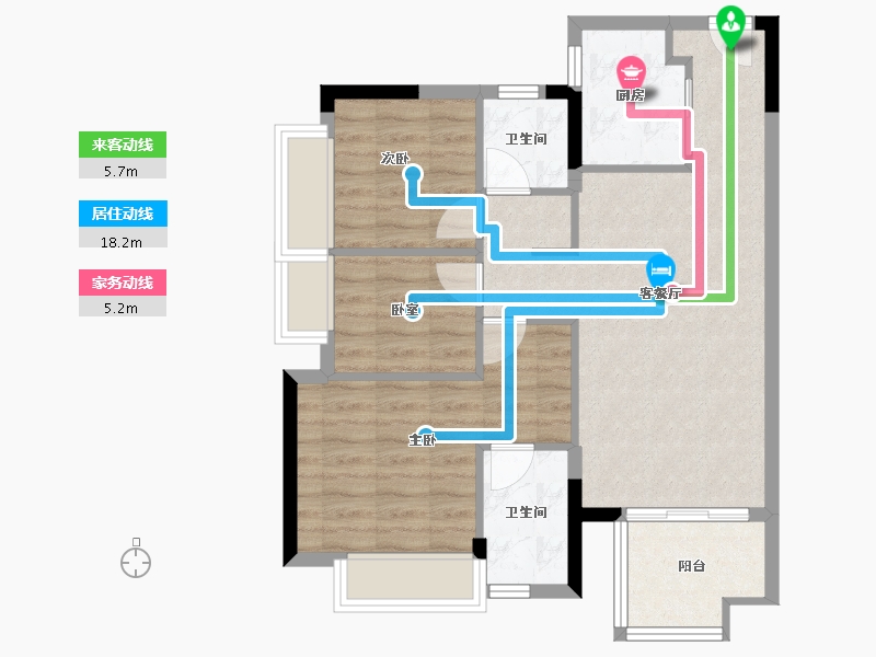 广东省-东莞市-时代天韵-70.67-户型库-动静线