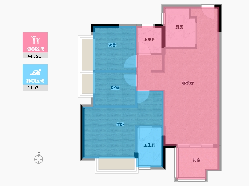 广东省-东莞市-时代天韵-70.67-户型库-动静分区