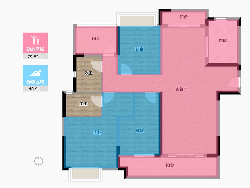 湖南省-长沙市-时代建发和著-113.61-户型库-动静分区