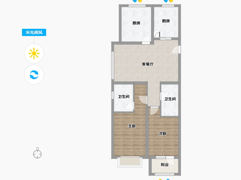 山东省-烟台市-华润万象府-82.60-户型库-采光通风