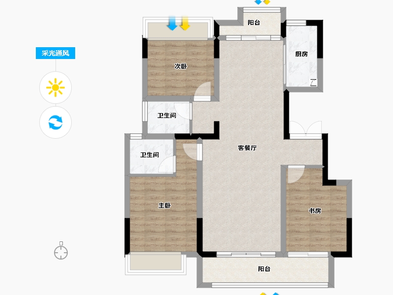 湖南省-长沙市-和泓桃李春风-91.20-户型库-采光通风