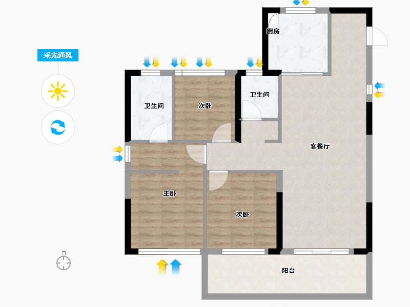 浙江省-宁波市-海泉湾-89.04-户型库-采光通风