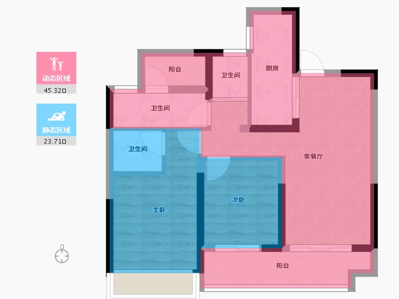 湖南省-长沙市-澳海云天赋-60.33-户型库-动静分区