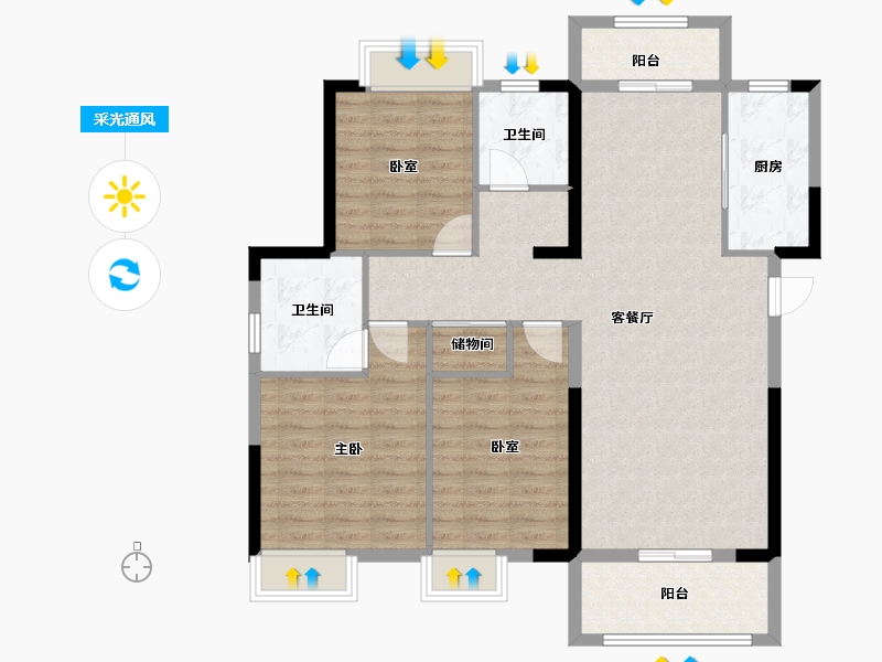 湖北省-武汉市-江印-105.30-户型库-采光通风