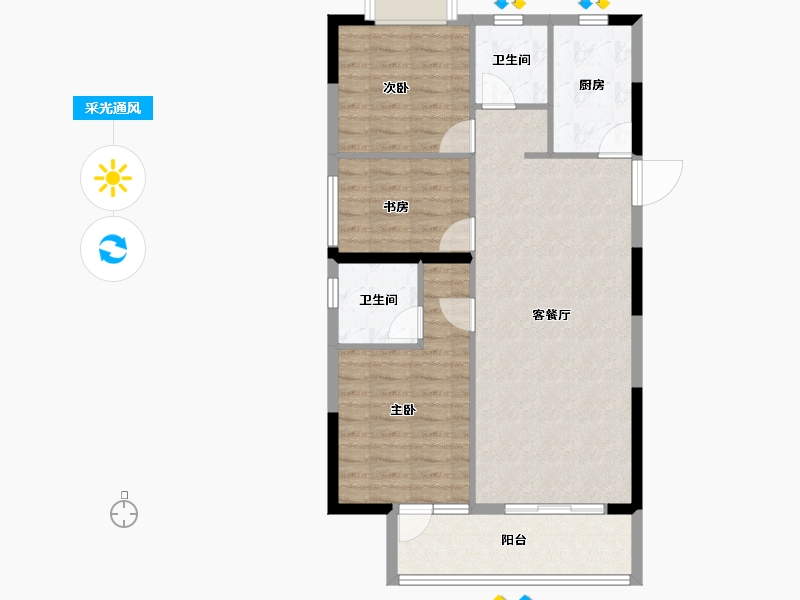 湖北省-武汉市-景瑞清能江南悦-85.04-户型库-采光通风