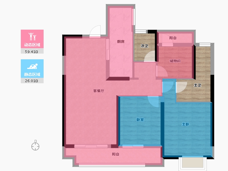 湖南省-长沙市-澳海云天赋-85.14-户型库-动静分区