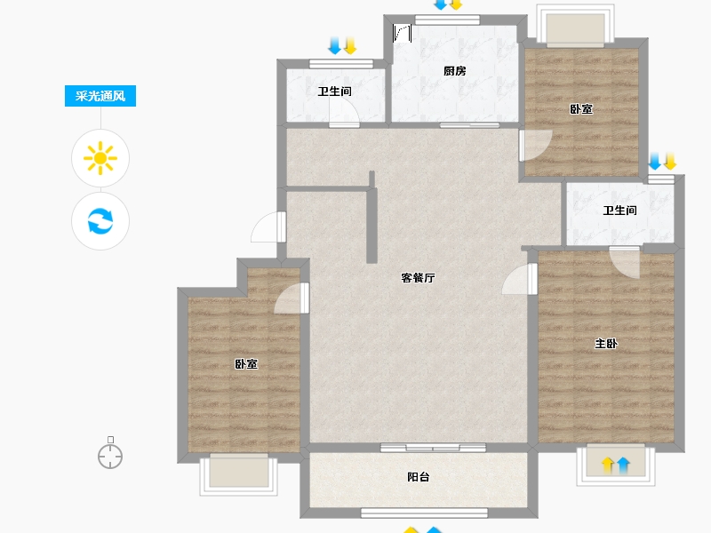 江苏省-无锡市-万科时代都会-109.21-户型库-采光通风