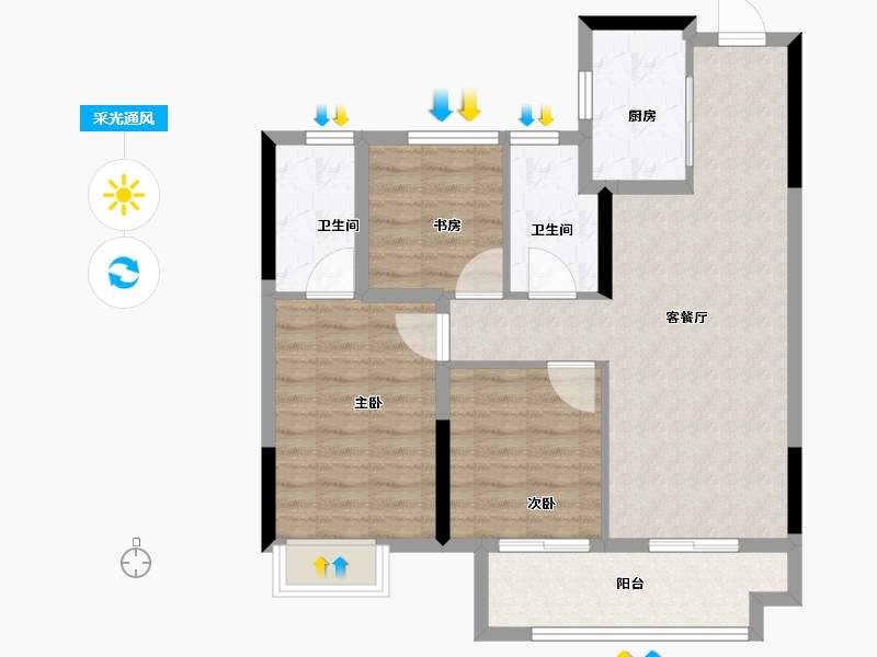 浙江省-嘉兴市-金悦学府-78.40-户型库-采光通风