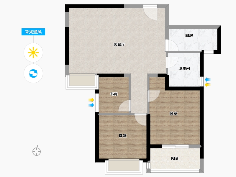 湖北省-武汉市-顶琇国际城-76.58-户型库-采光通风