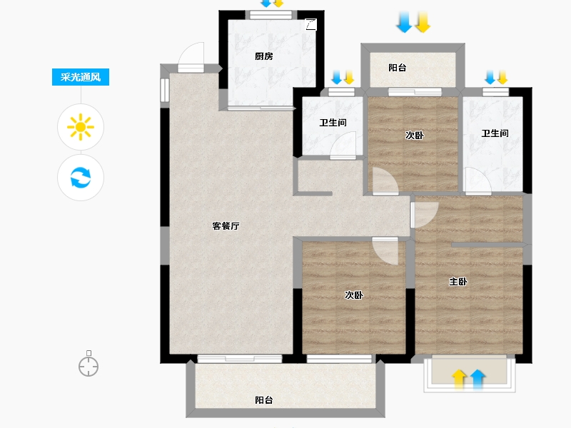 浙江省-宁波市-海泉湾-88.10-户型库-采光通风